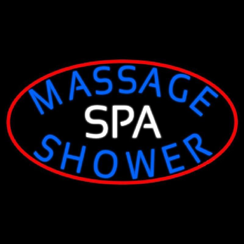 Spa Massage With Red Border Handmade Art Neon Sign