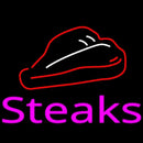 Steak Logo Pink Handmade Art Neon Sign