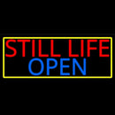 Still Life Open With Yellow Border Handmade Art Neon Sign