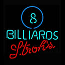 Strohs Ball Billiards Pool Handmade Art Neon Sign