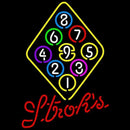 Strohs Ball Billiards Rack Pool Beer Sign Handmade Art Neon Sign