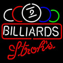 Strohs Ball Billiards Text Pool Beer Sign Handmade Art Neon Sign