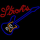 Strohs Blue Electric Guitar Beer Sign Handmade Art Neon Sign