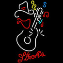 Strohs Cowboy Guitar Beer Sign Handmade Art Neon Sign