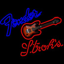 Strohs Fender Guitar Beer Sign Handmade Art Neon Sign
