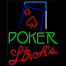Strohs Green Poker Red Heart Beer Sign Handmade Art Neon Sign
