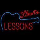 Strohs Guitar Lessons Beer Sign Handmade Art Neon Sign