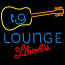 Strohs Guitar Lounge Beer Sign Handmade Art Neon Sign