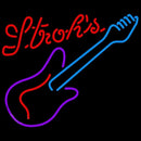 Strohs Guitar Purple Red Beer Sign Handmade Art Neon Sign