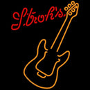 Strohs Only Orange Guitar Beer Sign Handmade Art Neon Sign