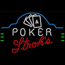 Strohs Poker Ace Cards Beer Sign Handmade Art Neon Sign