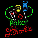 Strohs Poker Ace Coin Table Beer Sign Handmade Art Neon Sign