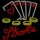 Strohs Poker Ace Series Beer Sign Handmade Art Neon Sign