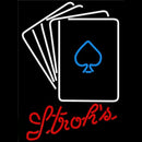 Strohs Poker Cards Beer Sign Handmade Art Neon Sign