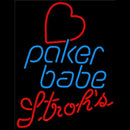 Strohs Poker Girl Heart Babe Beer Sign Handmade Art Neon Sign