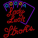 Strohs Poker Lady Luck Series Beer Sign Handmade Art Neon Sign