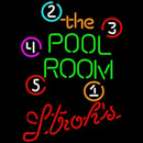 Strohs Pool Room Billiards Beer Sign Handmade Art Neon Sign