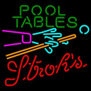 Strohs Pool Tables Billiards Beer Sign Handmade Art Neon Sign