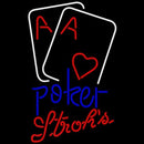 Strohs Purple Lettering Red Heart White Cards Poker Beer Sign Handmade Art Neon Sign