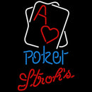 Strohs Rectangular Black Hear Ace Poker Beer Sign Handmade Art Neon Sign