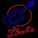 Strohs Red Round Guitar Beer Sign Handmade Art Neon Sign