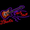 Strohs Rock N Roll Electric Guitar Beer Sign Handmade Art Neon Sign
