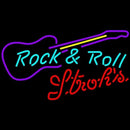 Strohs Rock N Roll Guitar Beer Sign Handmade Art Neon Sign