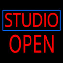 Studio Blue Border Open Block Handmade Art Neon Sign