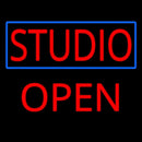 Studio Blue Border Open Handmade Art Neon Sign