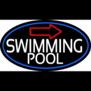 Swimming Pool With Arrow With Blue Border Handmade Art Neon Sign