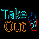 Take Out With Wine Glass Handmade Art Neon Sign