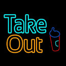 Take Out With Wine Glass Handmade Art Neon Sign