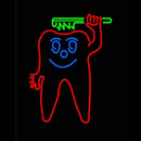 Teeth With Green Tooth Brush Handmade Art Neon Sign