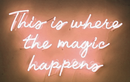 This is where the magic happens neon sign
