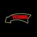 Tickets With Yellow Arrow Handmade Art Neon Sign