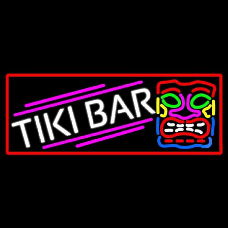 Tiki Bar Sculpture With Red Border Handmade Art Neon Sign