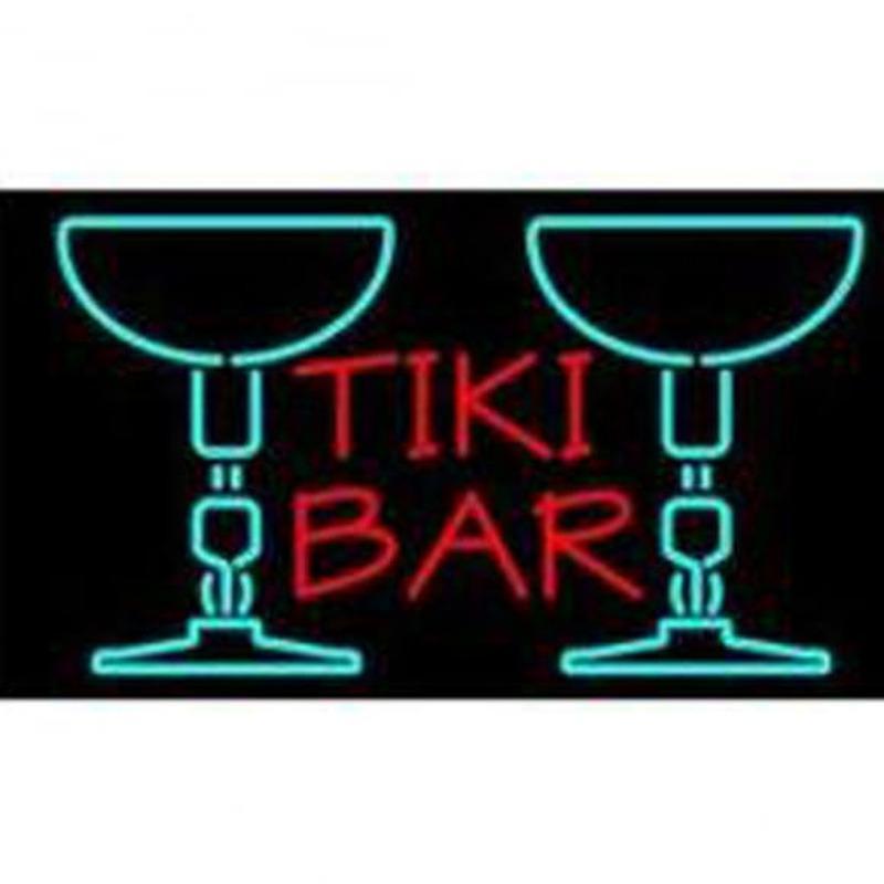 Tiki Bar With Two Martini Glasses Handmade Art Neon Sign