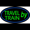 Travel By Train With Blue Border Handmade Art Neon Sign