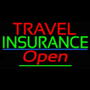 Travel Insurance Open With Blue Line Handmade Art Neon Sign