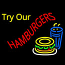 Try Our Hamburgers Handmade Art Neon Sign
