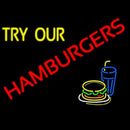 Try Our Hamburgers Handmade Art Neon Sign