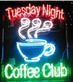 Tuesday night coffee club neon sign