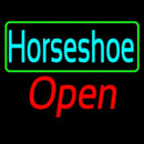 Turquoise Horseshoe Open With Border Handmade Art Neon Sign