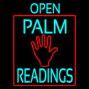 Turquoise Open Palm Readings Red Border Handmade Art Neon Sign