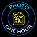 Turquoise Photo One Hour With Camera Handmade Art Neon Sign