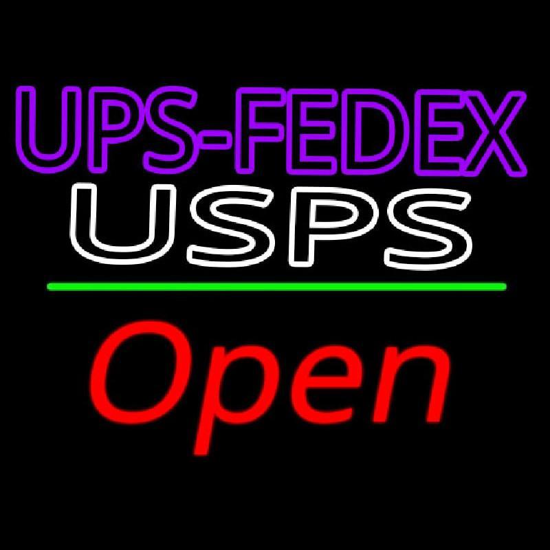 Ups Fedex Usps With Open 2 Handmade Art Neon Sign