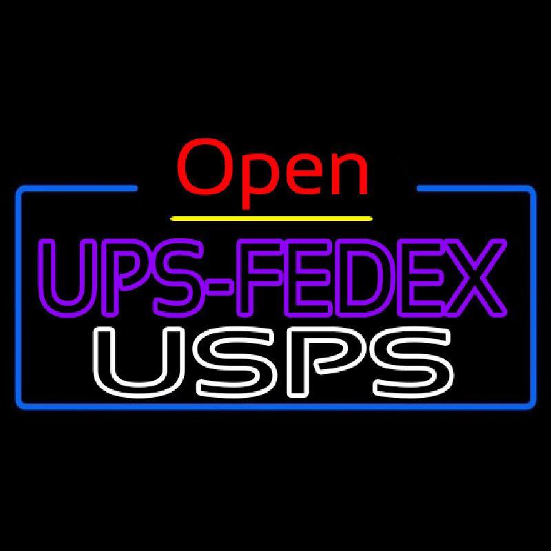 Ups Fedex Usps With Open 4 Handmade Art Neon Sign