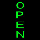 Vertical Green Open Handmade Art Neon Sign