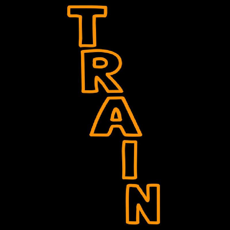 Vertical Orange Train Handmade Art Neon Sign
