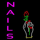 Vertical Pink Nails With Hand And Flower Logo Handmade Art Neon Sign